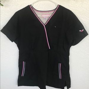 Size Large Koi Black & Pink Scrub Top